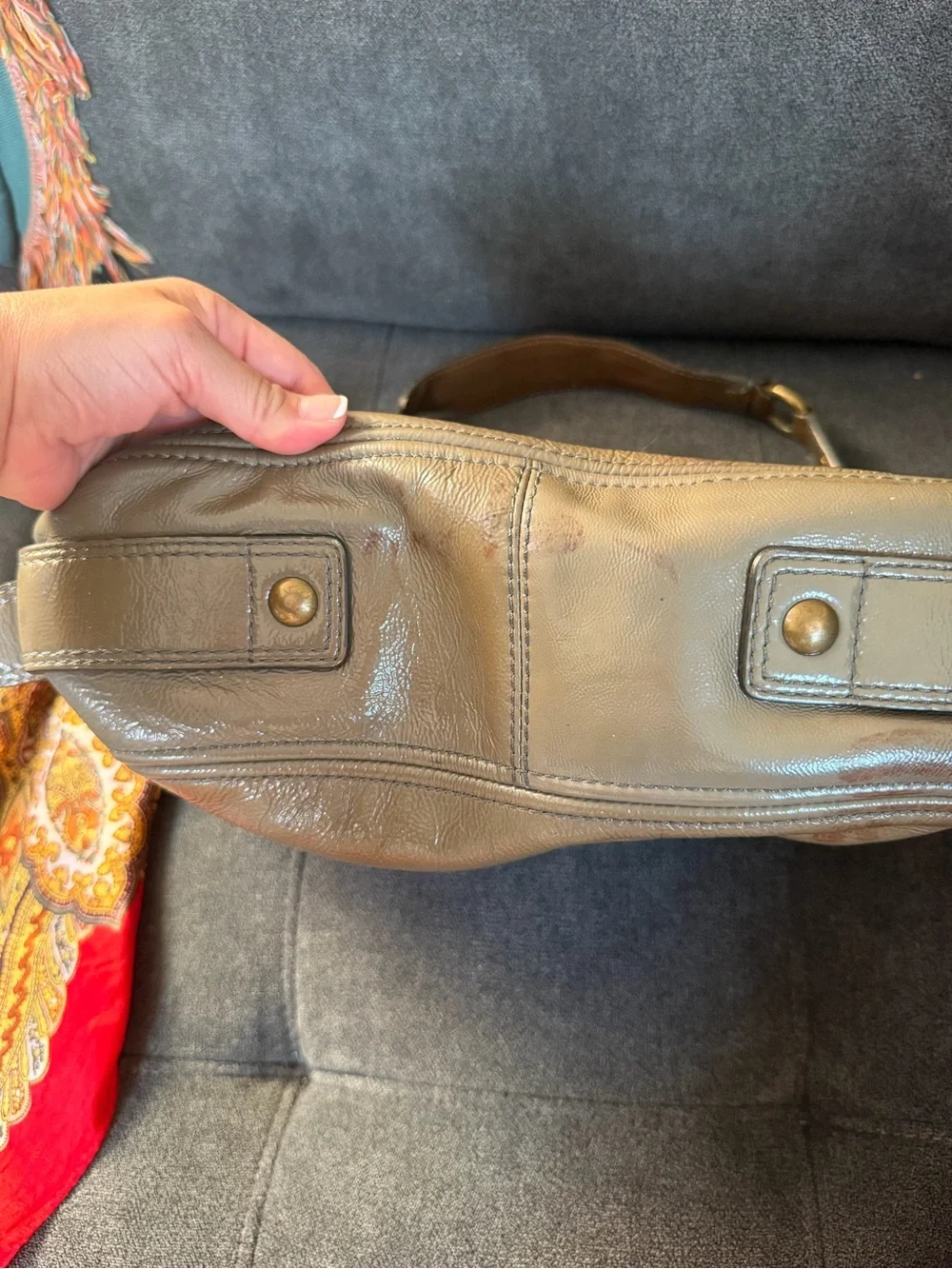 Coach Thompson Leather Small Zoe Hobo - Taupe Khaki Olive (Style 12735)